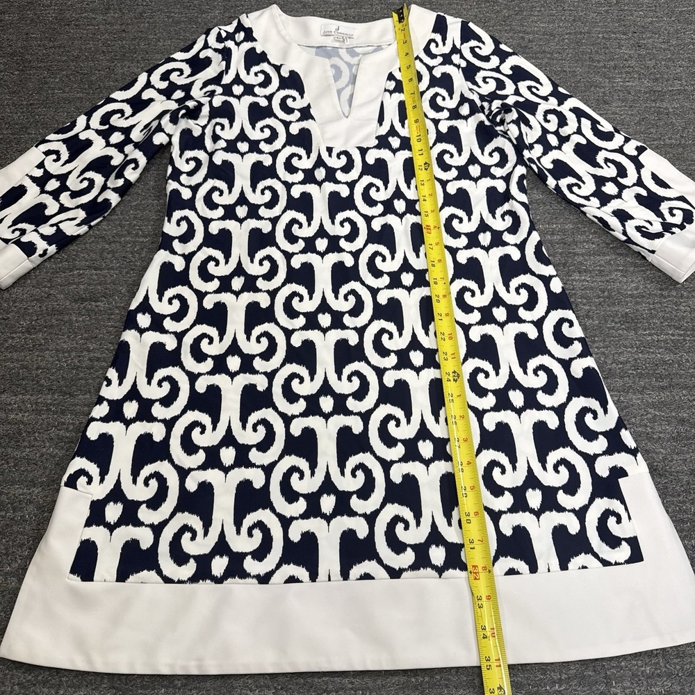 Jude Connally Navy and White Patterned Shift Dress - Picture 4 of 9